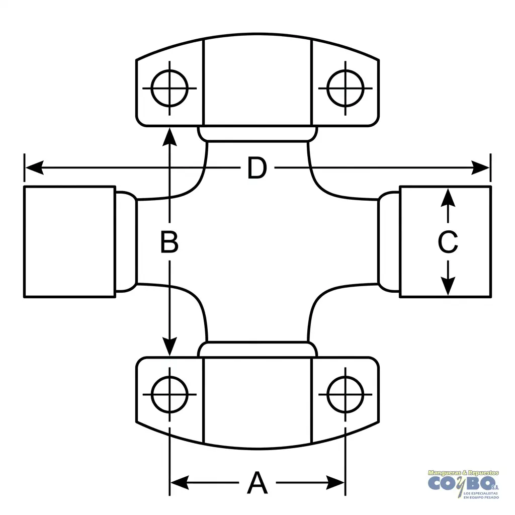 UNION BARRA A=2-13/16 B=6.63 C=2.06 D=8. - Imagen 1